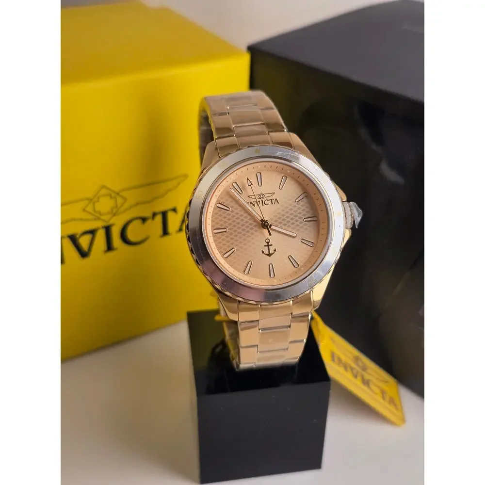 Invicta Ocean Voyage 49976 Women's 38mm Gold Tone Watch NWT Anchor Dial Box